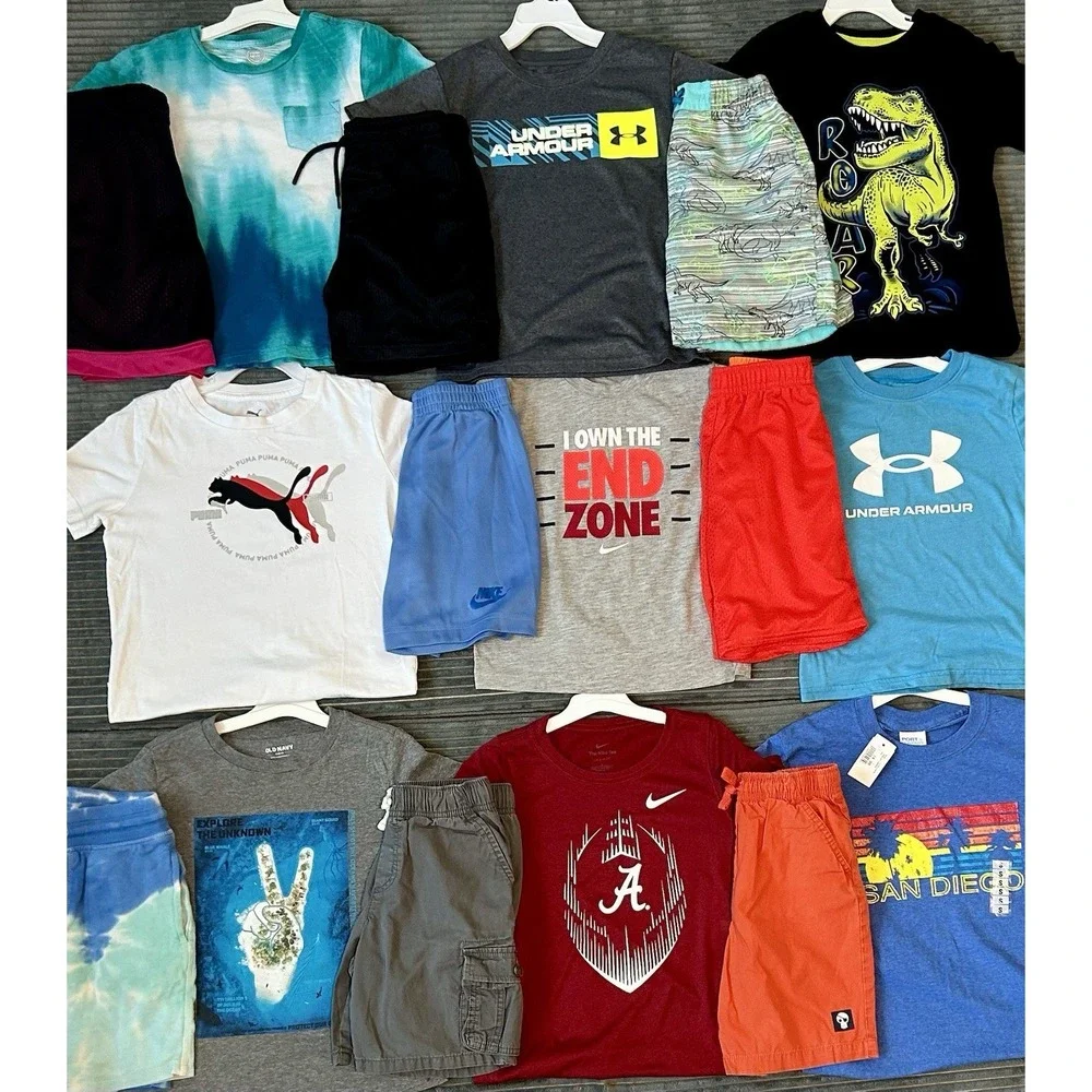 Huge Lot Boys Size 6/7 Clothes NEW &EC NIKE Shorts Under ARMOUR Shirt Summer 6 7